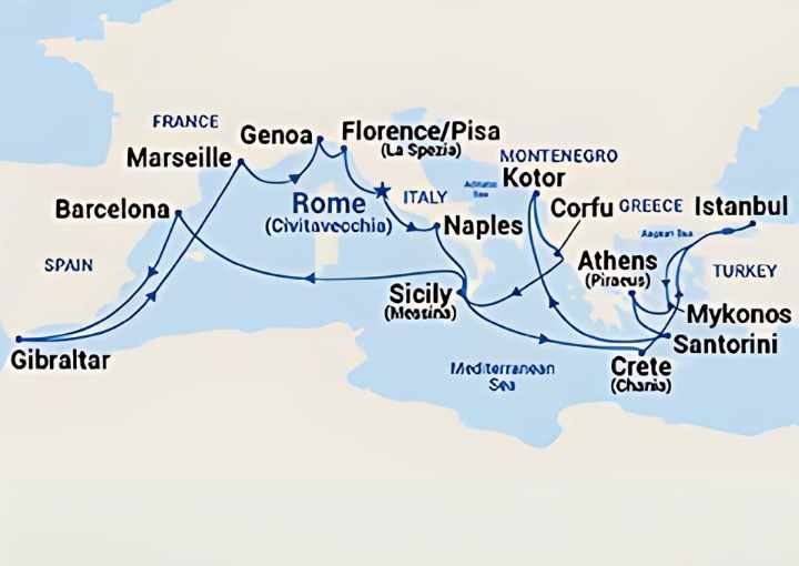 Crucero de 22 días desde Civitavecchia (Roma) a bordo del Sun Princess abril 2025 Princess Cruises