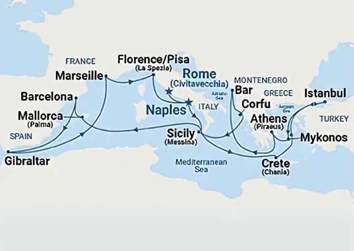 Crucero de 22 días desde Civitavecchia (Roma) a bordo del Sun Princess septiembre 2025 Princess Cruises