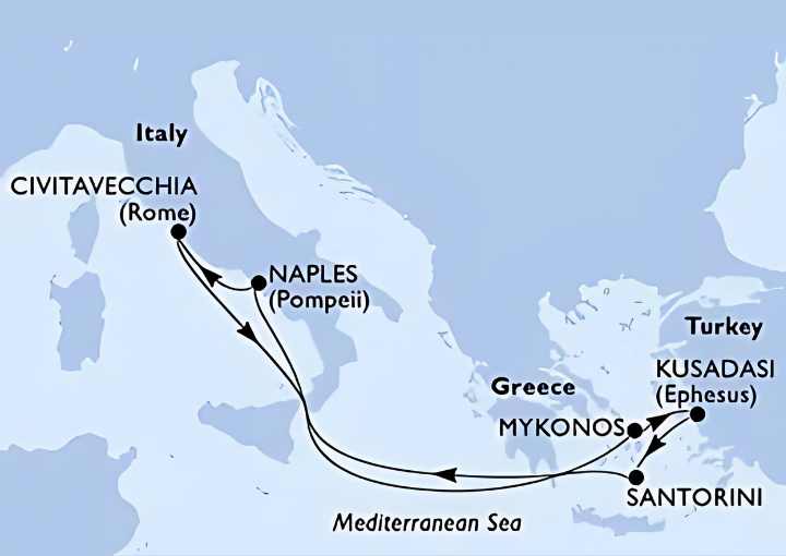 Crucero de 8 días desde Civitavecchia (Roma) a bordo del MSC Divina 2026 msc cruceros