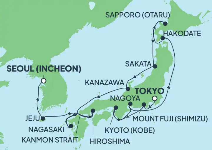 Crucero de 15 días a bordo del Norwegian Spirit desde Tokyo (Japón) julio 2025 NCL
