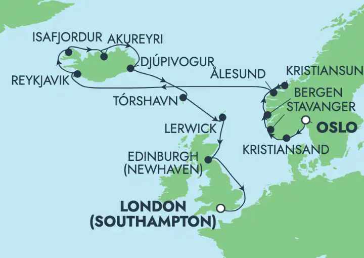 Crucero de 16 días a bordo del Norwegian Star desde Oslo (Noruega) septiembre 2025 NCL