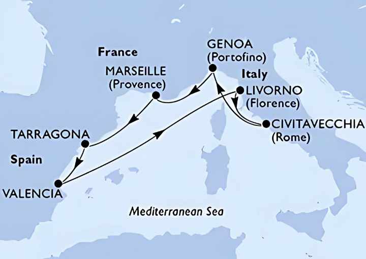 Crucero de 8 días desde Valencia a bordo del MSC Orchestra 2026 MSC Cruceros