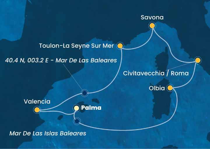 Crucero de 8 días desde Palma de Mallorca a bordo del Costa Pacifica 2026 Costa Cruceros