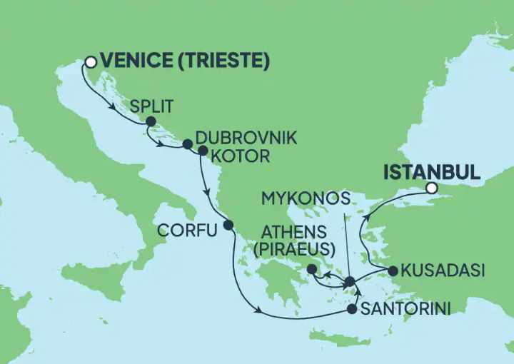Crucero de 11 días desde Trieste (Italia) a bordo del Norwegian Pearl agosto 2025 NCL