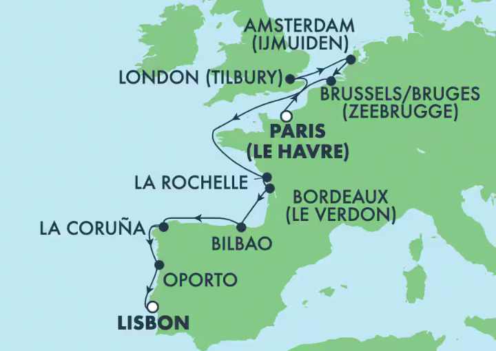 Crucero de 10 días desde Le Havre (París) a bordo del Norwegian Dawn octubre 2025 NCL