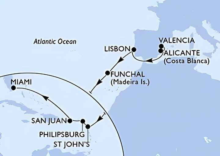 Crucero de 17 días desde Valencia a bordo del MSC Divina octubre 2025 MSC Cruceros