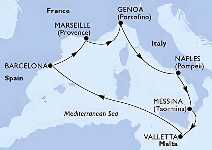 crucero de 8 días desde Marsella a bordo de MSC World Europa 2025 MSC Cruceros