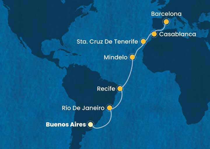 Crucero de 19 días desde Buenos Aires (Argentina) a bordo del Costa Favolosa marzo 2026 Costa Cruceros
