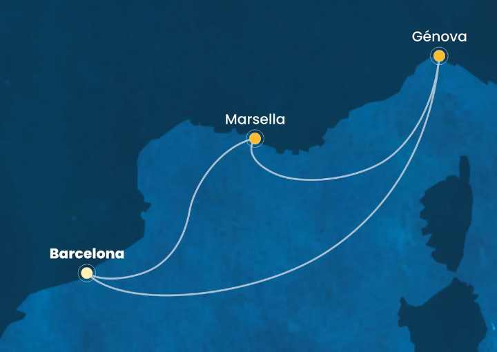 Crucero desde el puerto de Barcelona en 4 días a bordo del Costa Favolosa 2025 Costa Cruceros