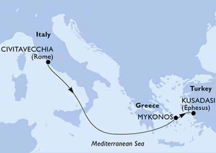 Crucero de 4 días desde Civitavecchia (Roma) a bordo del MSC Divina abril 2026 MSC Cruceros