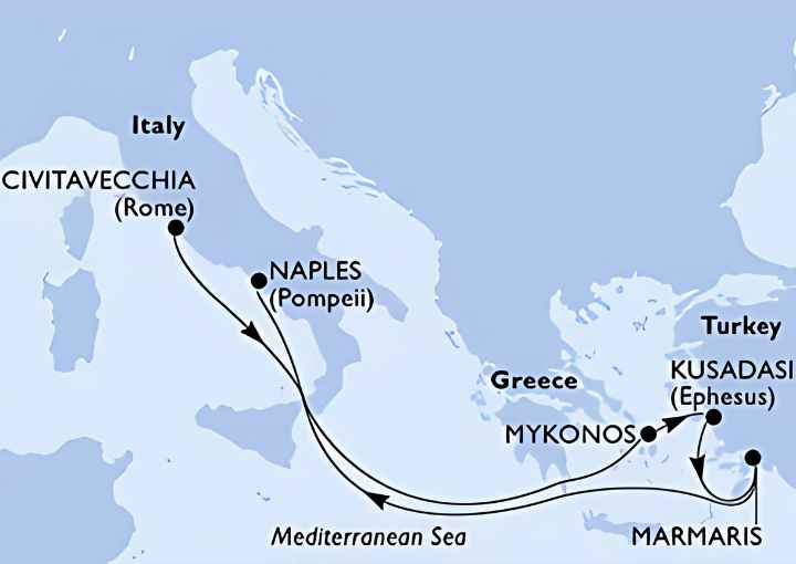 Crucero de 7 días desde Civitavecchia (Roma) a bordo del MSC Divina abril 2027 MSC Cruceros