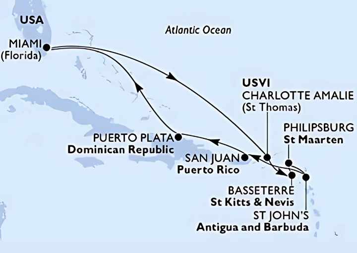 Crucero de 11 días desde Miami (EEUU) a bordo del MSC Divina enero 2026 MSC Cruceros