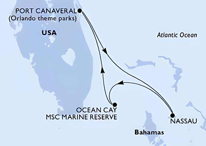 Crucero de 5 días desde Cabo Cañaveral (Orlando) a bordo del MSC Seashore 2025 MSC Cruceros