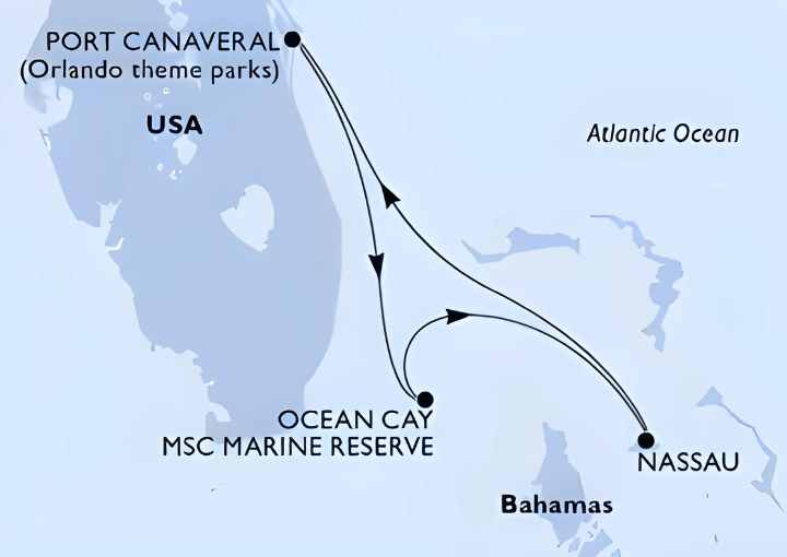 Crucero de 5 días desde Cabo Cañaveral (Orlando) a bordo del MSC Seashore febrero marzo 2026 MSC Cruceros