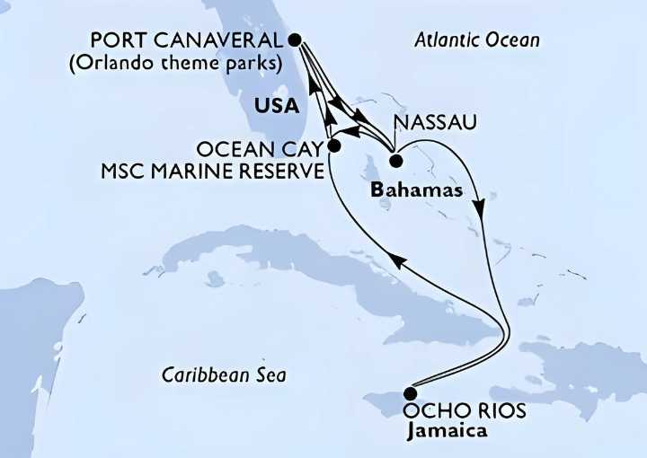 Crucero de 11 días desde Cabo Cañaveral (Orlando) a bordo del MSC Seashore diciembre 2025 MSC Cruceros