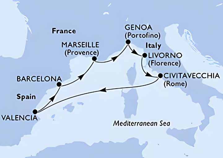 Crucero de 8 días desde Barcelona a bordo del MSC Orchestra 2025 2026 MSC Cruceros