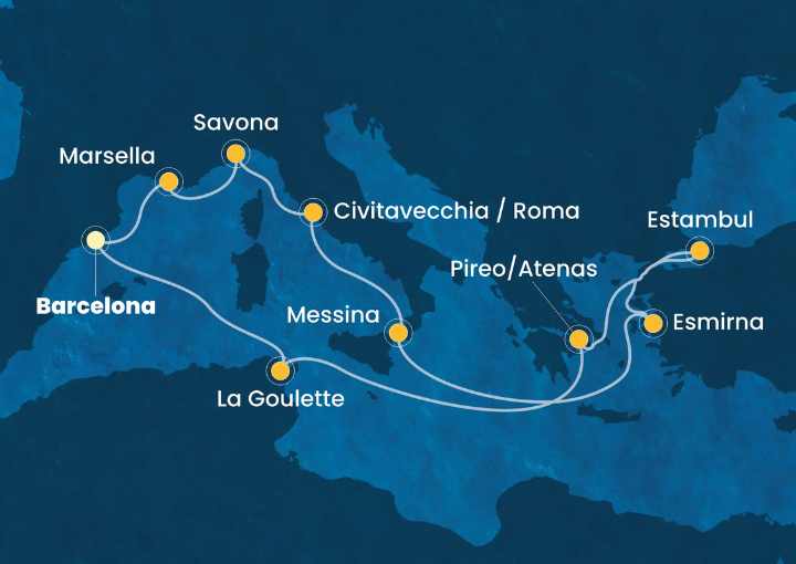 Crucero de 15 días desde Barcelona a bordo del Costa Fortuna abril 2026 Costa Fortuna
