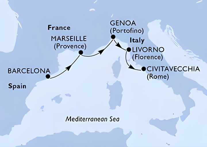 Crucero de 5 días desde Barcelona a bordo del MSC Orchestra noviembre 2025 MSC Cruceros