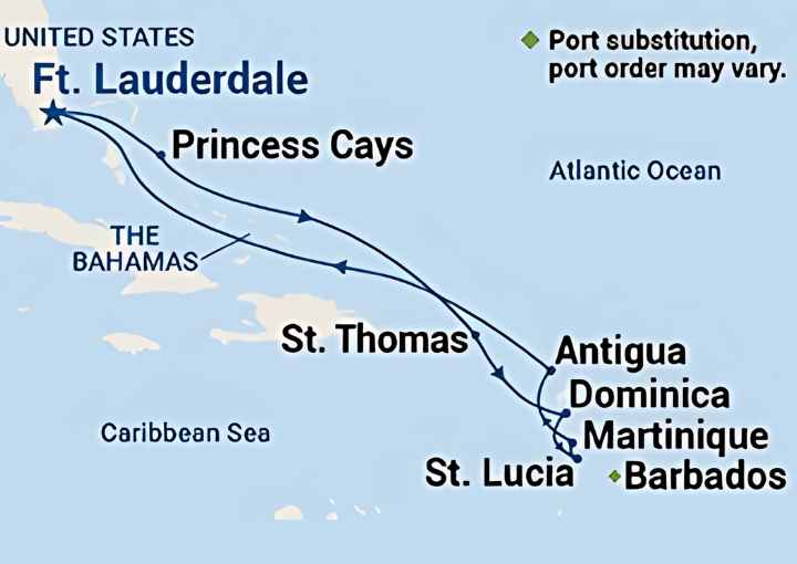 Crucero de 11 días desde Fort Lauderdale (Miami) a bordo del Caribbean Princess marzo 2026 Princess Cruises