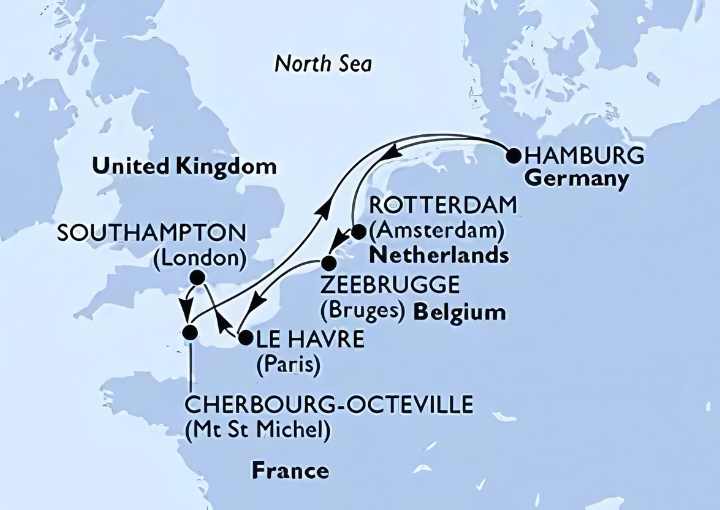 Crucero de 9 días desde Le Havre (París) a bordo del MSC Poesia octubre 2025 MSC Cruceros