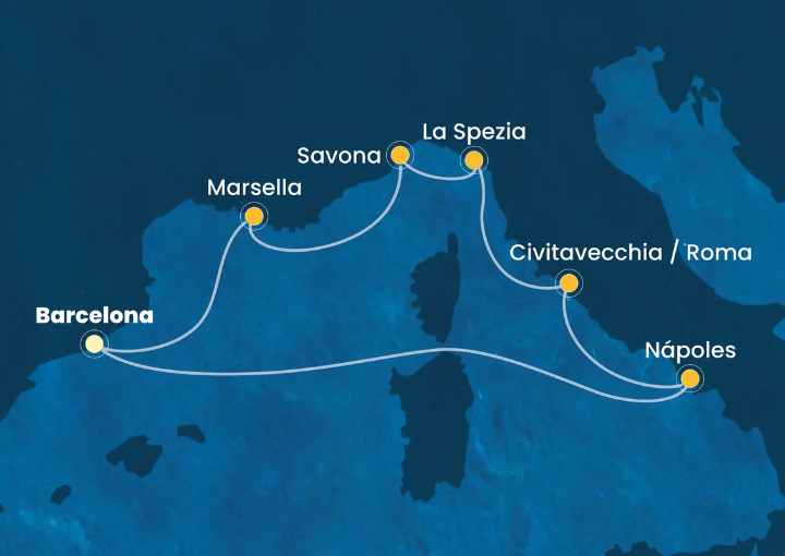 Crucero de 8 días desde Barcelona a bordo del Costa Toscana diciembre 2025 Costa Toscana