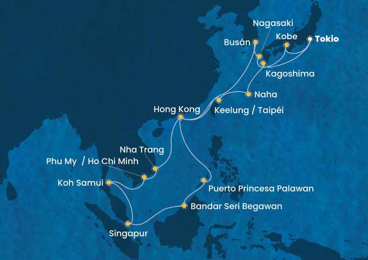 Crucero de 29 días desde Tokio (Japón) a bordo del Costa Serena noviembre diciembre 2025 Costa Cruceros