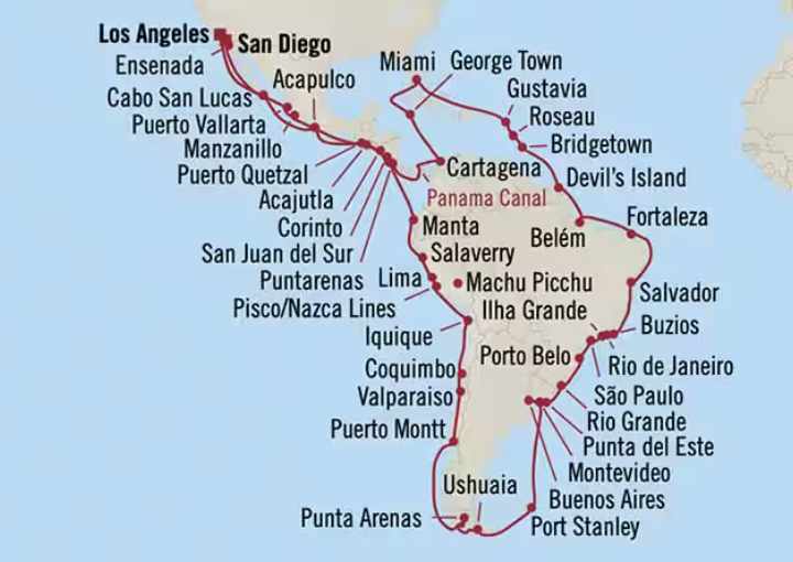 Crucero de 78 días desde Los Ángeles (EEUU) a bordo del Oceania Vista diciembre 2025 Oceania Cruises