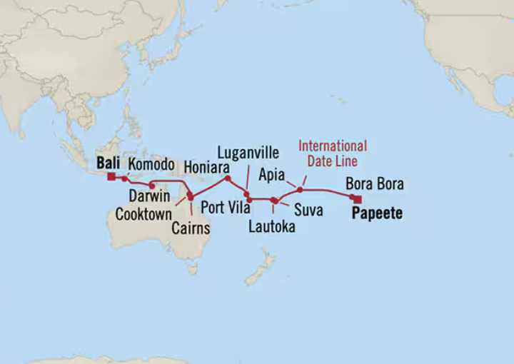 Crucero de 25 días desde Papeete (Polinesia Francesa) a bordo del Oceania Regatta diciembre 2025 Oceania Cruises