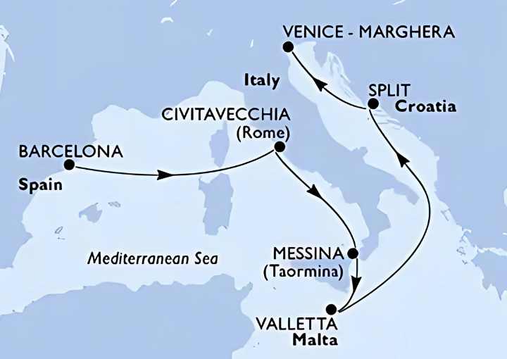 Crucero de 8 días desde Barcelona a bordo del MSC Armonia marzo 2026 MSC Cruceros