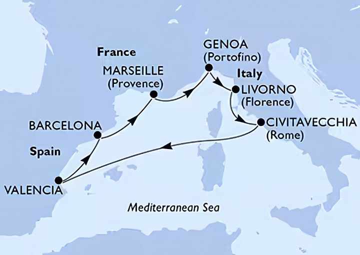 Crucero de 8 días desde Marsella (Francia) a bordo del MSC Orchestra marzo 2026 MSC Cruceros