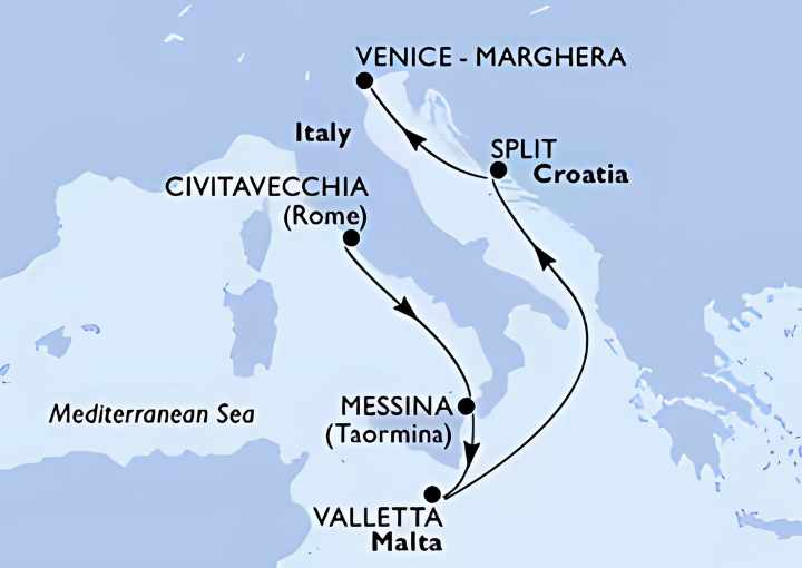 Crucero de 6 días desde Civitavecchia (Roma) a bordo del MSC Armonia marzo 2026 MSC Cruceros
