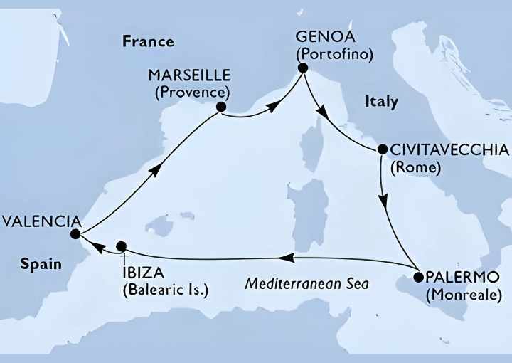 Crucero de 8 días a bordo del MSC Grandiosa desde Civitavecchia (Roma) coctubre 2025 MSC Cruceros