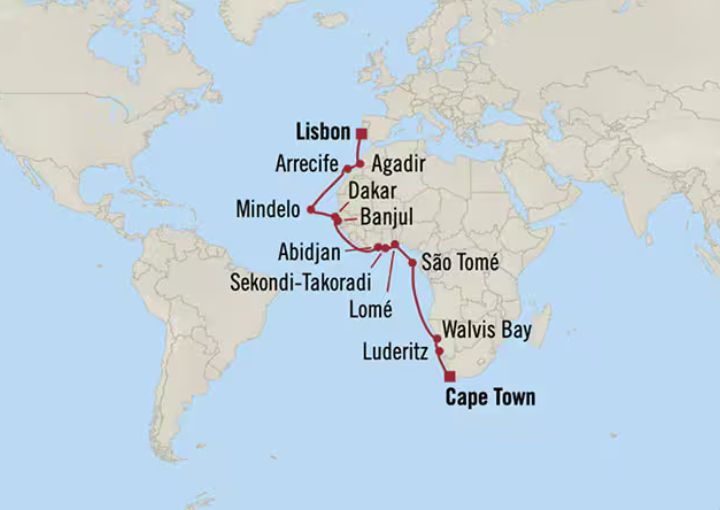 Crucero de 25 días desde Ciudad del Cabo (Sudáfrica) a bordo del Oceania Sirena marzo 2026 Oceania Cruises
