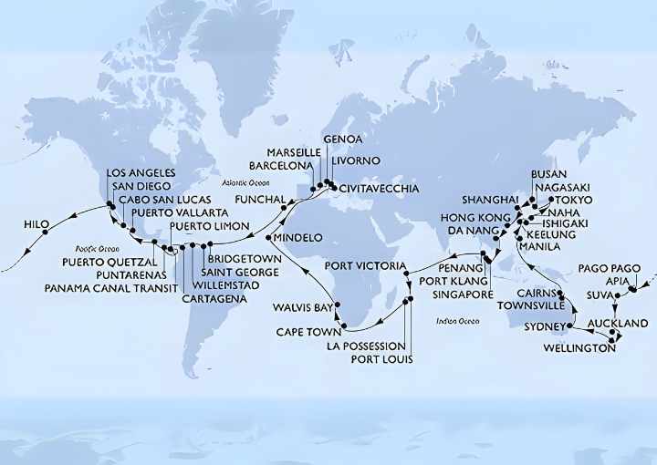 Crucero de 132 días a bordo del MSC Magnifica desde Barcelona enero 2026 MSC Cruceros