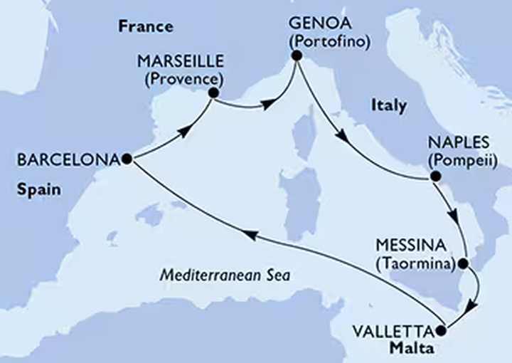 Crucero de 8 días desde Barcelona a bordo del MSC Magnifica noviembre 2026 MSC Cruceros