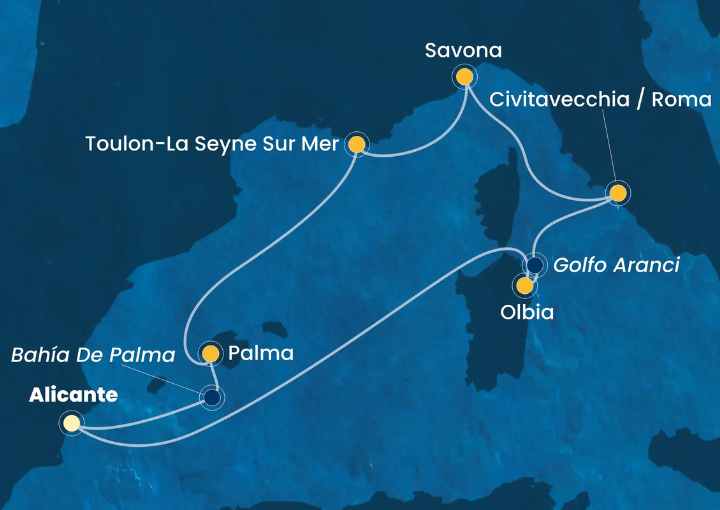 Crucero de 8 días desde Alicante a bordo del Costa Pacifica julio 2026 Costa Cruceros
