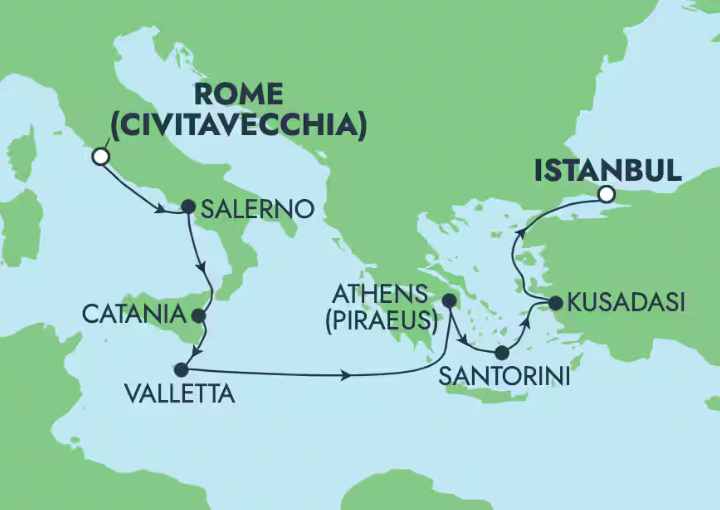Crucero de 10 días desde Civitavecchia (Roma) a bordo del Norwegian Viva 2026 Norwegian Cruise Line