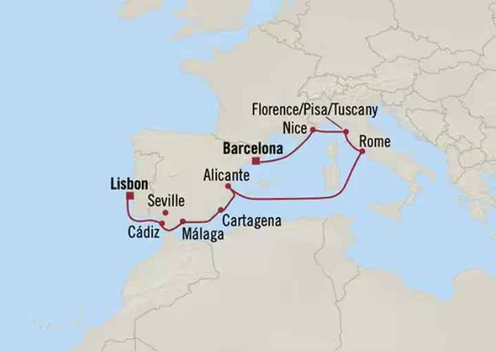 Crucero de 11 días desde Civitavecchia (Roma) a bordo del Oceania Nautica