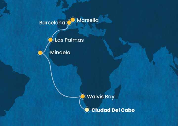 Crucero 19 días desde Ciudad del Cabo a bordo del Costa Deliziosa marzo 2026 Costa Cruceros