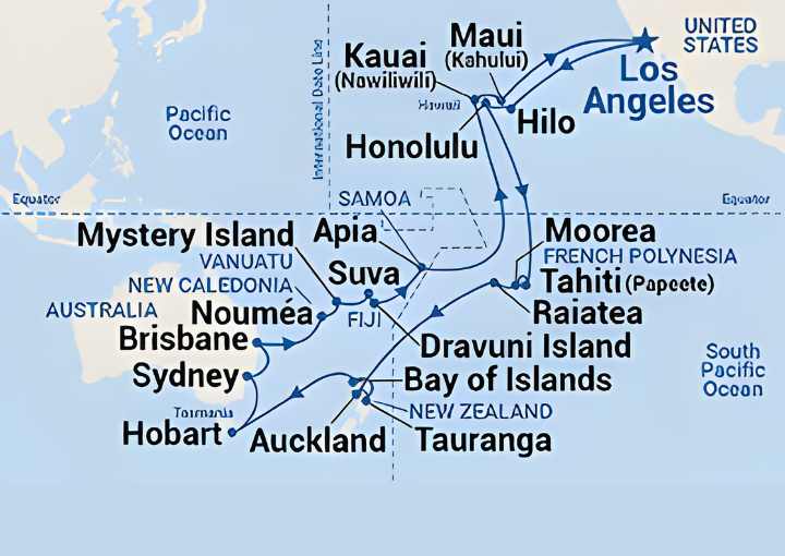 Crucero de 55 días desde Los Ángeles a bordo del Island Princess marzo 2026 Princess Cruises