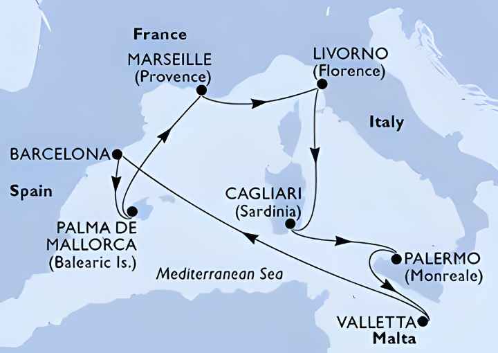 Crucero de 9 días desde La Valletta (Malta) a bordo del MSC Splendida abril 2026 MSC Cruceros