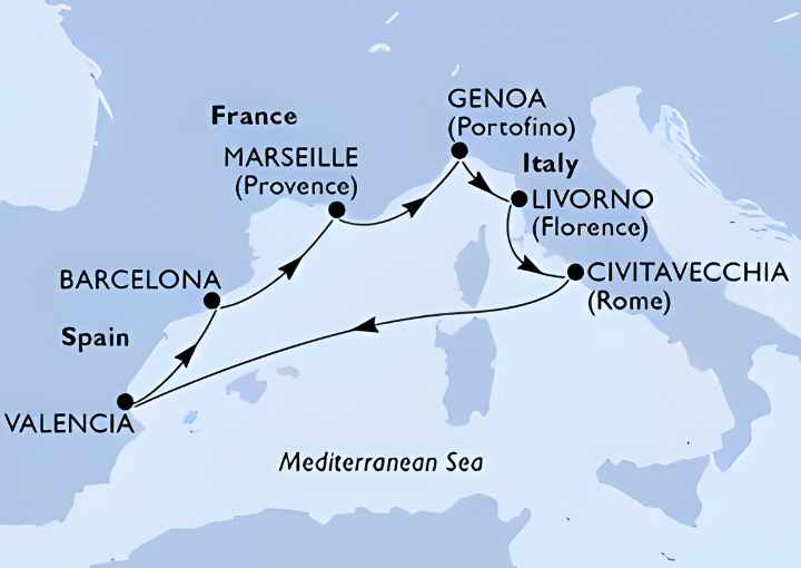Crucero de 8 días desde Valencia a bordo del MSC Orchestra diciembre 2025 MSC Cruceros