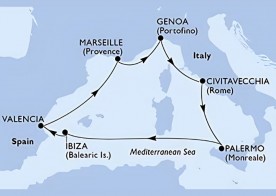 Itinerario Crucero Mediterráneo desde Valencia 2025