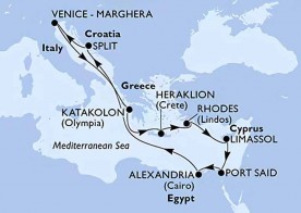 Crucero de 12 días desde Venecia (Italia) a bordo del MSC Armonia noviembre 2025 MSC Cruceros