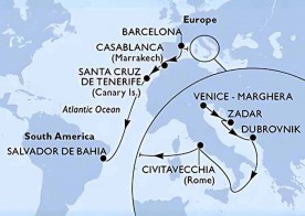Crucero de 18 días desde Venecia (Italia) a bordo del MSC Armonia noviembre 2025 MSC Cruceros