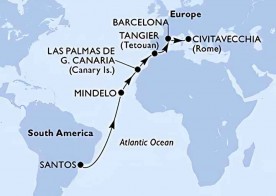 Crucero de 17 días desde Santos (Sao Paulo) a bordo del MSC Armonia marzo 2026 MSC Cruceros