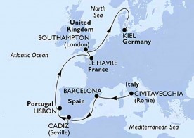 Crucero de 13 días desde Civitavecchia (Roma) a bordo del MSC Euribia abril 2026 MSC Cruceros