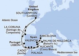 Crucero de 15 días desde Southampton (Londres) a bordo del MSC Virtuosa septiembre 2026 MSC Cruceros