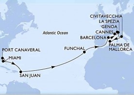 Crucero de 21 días desde Cabo Cañaveral (Orlando) a bordo del MSC Grandiosa abril 2026 MSC Cruceros