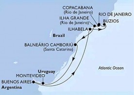 Crucero de 11 días desde Montevideo (Uruguay) a bordo del MSC Fantasia diciembre 2025 MSC Cruceros
